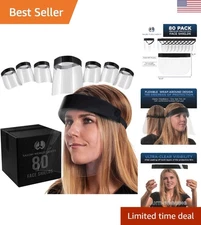 Comfortable & Durable Black Face Shields - 80 Ultra-Clear Protective Shields