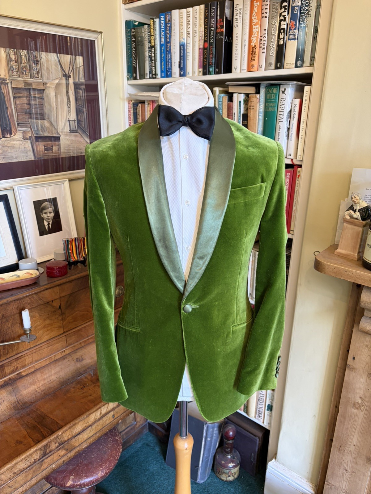 Richard James of Savile Row Single Breasted Green Velvet Dinner Jacket