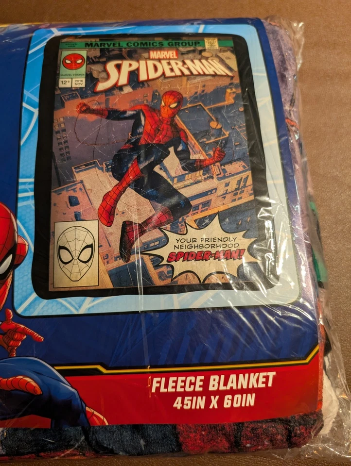 Marvel Spider-Man Fleece Blanket 45x60 Comic Cover Design New in Package - Image 3 of 4