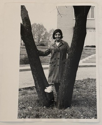 Vtg 1968 Photo Girl Between Two Trees Immaculata Washington DC 8x10