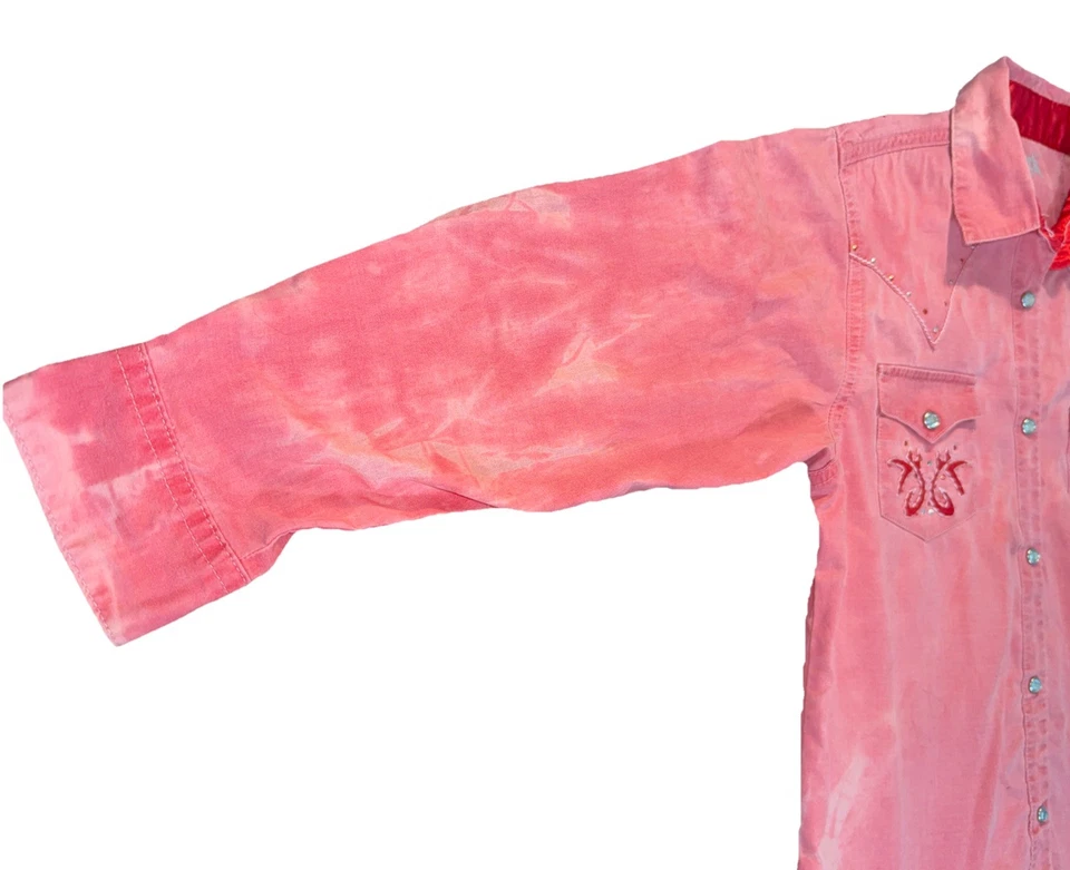 Rock 47 Wrangler девочек размер XL искусственно состаренный красный длинным рукавом Snap рубашка - Изображение 4 из 4
