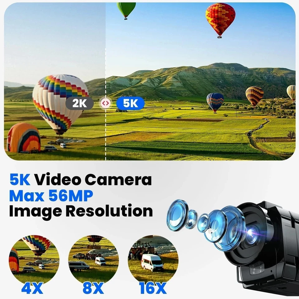 🔥5K Camcorder Video Camera 56MP Dual Lens Wifi IR Night Vision with Tripod,Mic - image 4 of 4