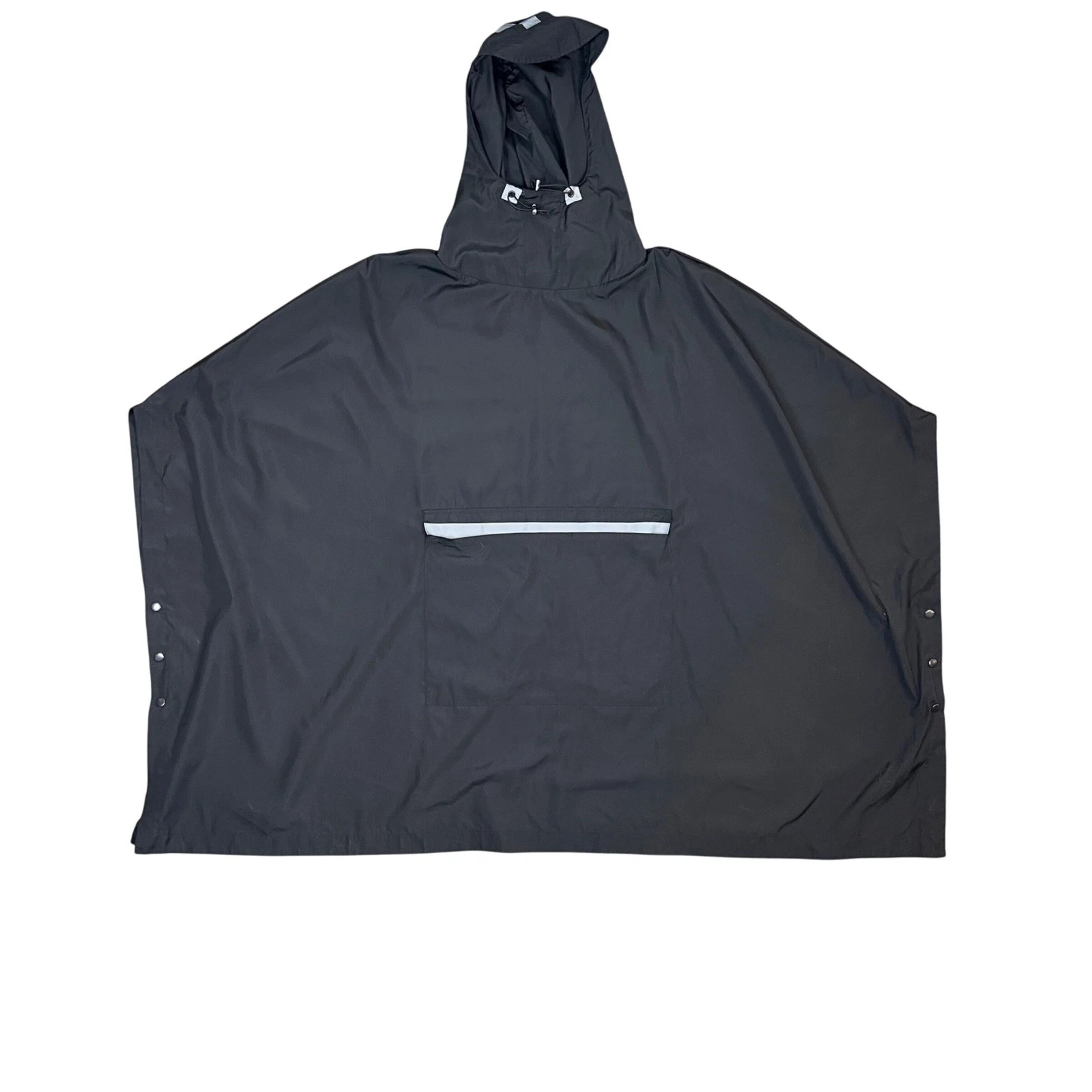 MDNT 45 Black Poncho Hooded Raincoat Oversized Unisex Reflective Pocket