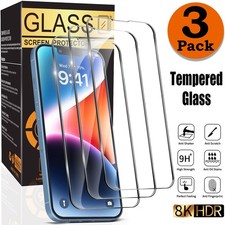 3X For iPhone 17 16 15 14 13 12 11 Pro Max X XR Tempered Glass Screen Protector