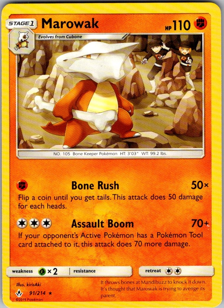 Marowak 91/214 Rare Unbroken Bonds LP
