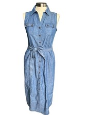 Talbots Button Down Chambray Maxi Dress NWT Size 2 100% Cotton MSRP $119