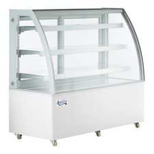 61" White 3-Shelf Curved Glass Refrigerated Bakery Display Case w/ LED Lighting