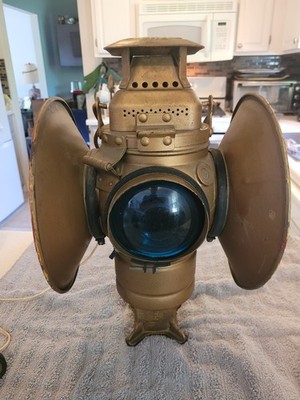 Vintage Adlake Non-Sweating 4 Way Railroad Switch Lamp Signal Lantern Railway