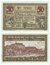 ✦WEILBURG 1920: "Magistrat🔸Weilburg✧Perła Lahn", 50 pfg. NOTGELD 3