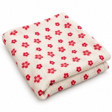 Aden Anais Cotton Muslin Swaddle Blanket Pink Red Floral Flowers 42 Square