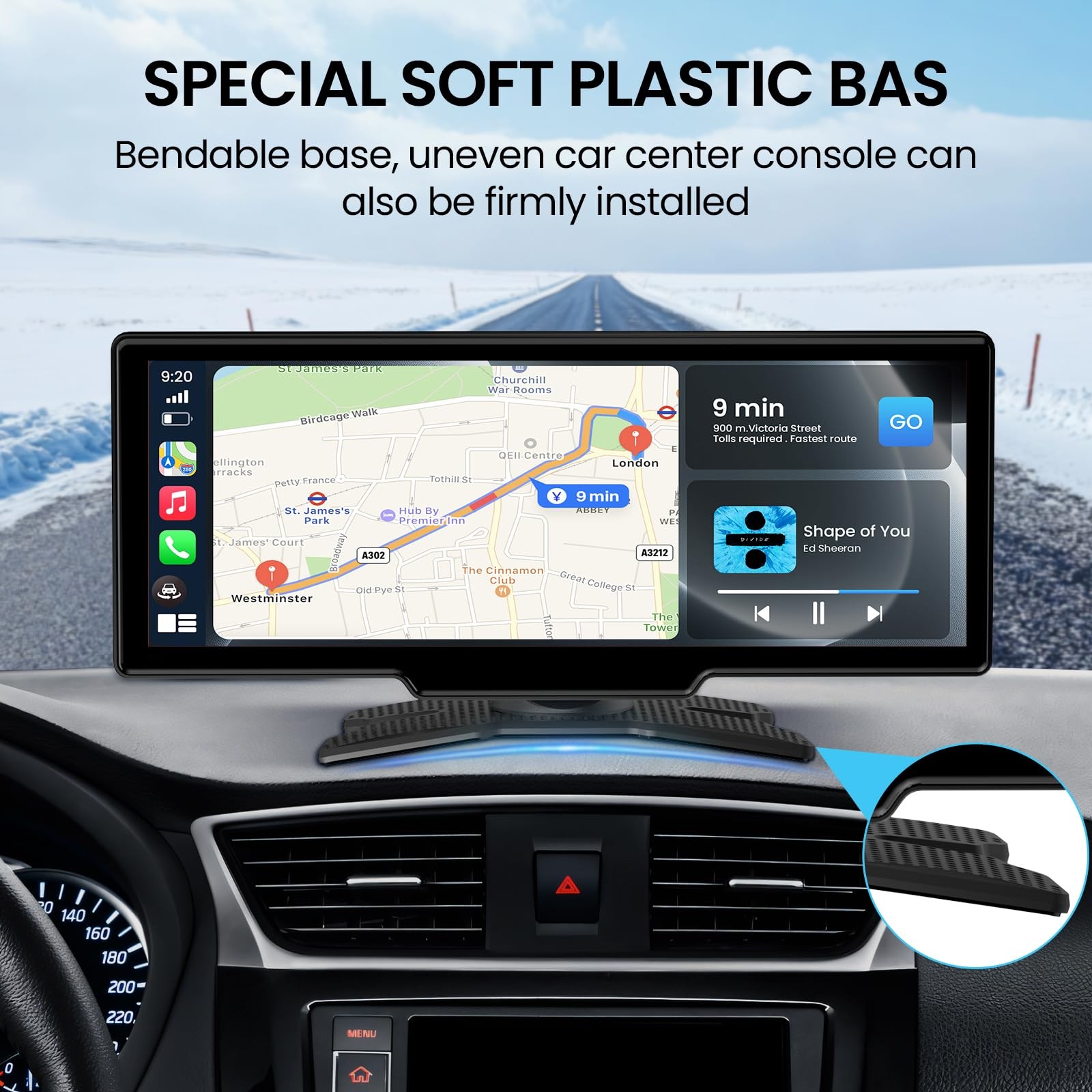 10.26" Wireless CarPlay Screen with 4K Dash Cam & 1080P Backup Camera