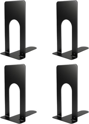 Metal Book Ends for Shelves Heavy Duty Black Bookends set 4 Pack New