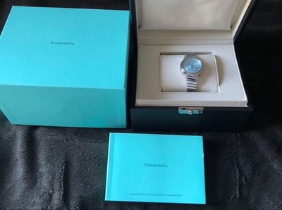 Tiffany & Co Metro 3 Hand 34MM Automatic Watch Ice Blue Dial