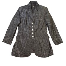 Bogner Satin Polka Dot Notch Lapel Single Breasted Blazer Jacket Black Women's
