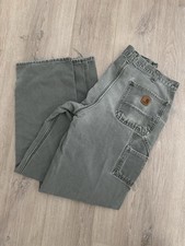 vintage Carhartt B11 Moss Carpenter Pants 34x36 Canvas Dungaree Faded Thrashed