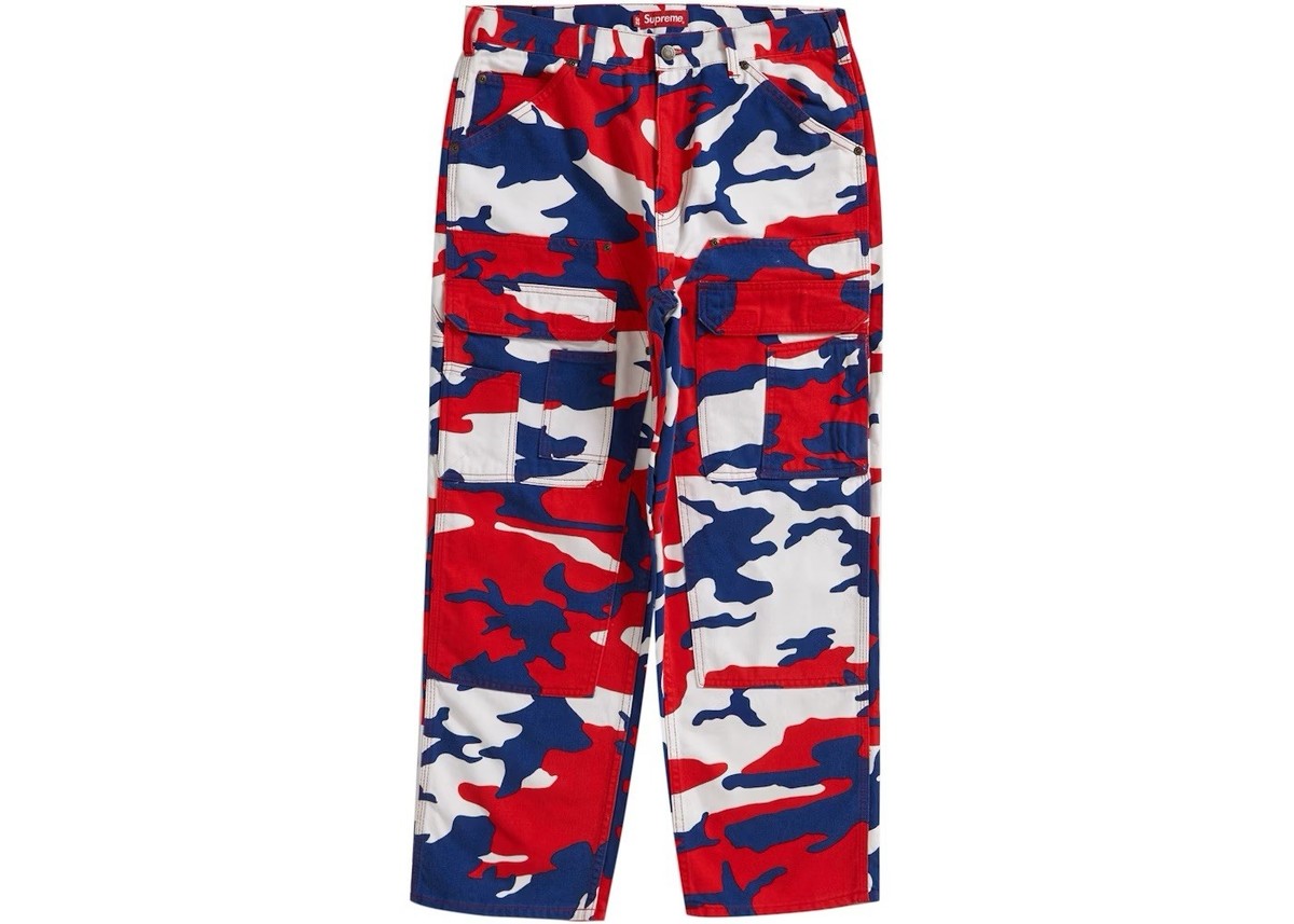 Supreme Double Knee Denim Utility Pant Red Camo Jean 32 (SS22) USA 