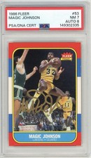Magic Johnson Signed 1986 Fleer #53 Rookie Card RC PSA 7 Near MINT AUTO Lakers. rookie card picture