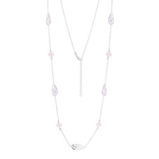 Sterling Silver Round Freshwater Pearl Station Necklace 8mm 30-32" 10 grams