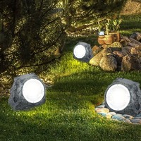 3Er Set Garten Led AußEn Solar Lampe Design Stein Beleuchtung Weg Leuchte Hof
