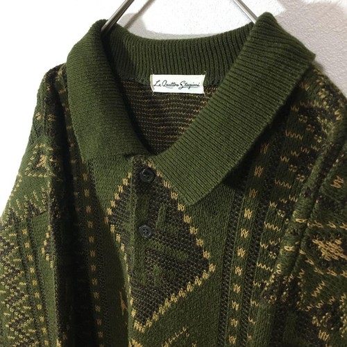 Vintage 90er Langarm gemusterter Pullover Halfbutton Made in JAPAN Gr. XL (LL) - Bild 7 von 14