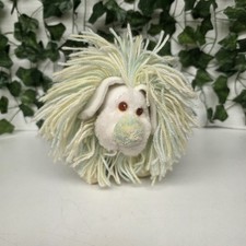 Vtg 1985 Toys Kenner Fluppy Dogs Plush Walt Disney Green/Yellow Fluffy Yarn Dog