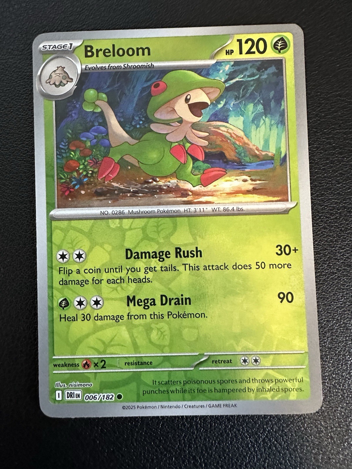 Breloom Reverse Holo 006/182 SV10: Destined Rivals NM Pokemon Fast Ship