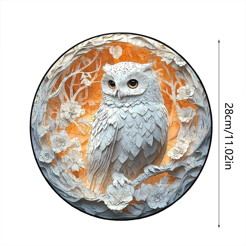 Rompecabezas de madera para adultos, rompecabezas de búho tallado en papel 3D 100 piezas, forma única de animal Foto 2 de 4
