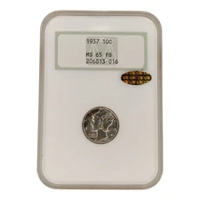 1937 Mercury Dime 10C PCGS MS65FB Gold CAC 7A