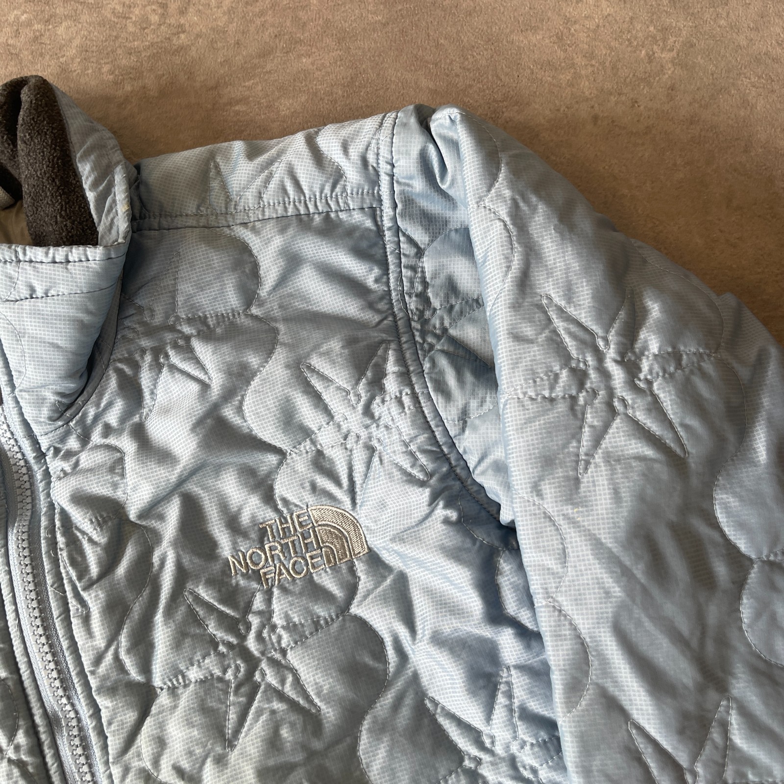 The North Face Puffer Jacket Womens Medium Vintage Quilted Coat, Blue image 4