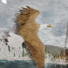 Amazing VTG Original Wall Art Picture Mixed Media Signed 3D Eagle Nature OOAK