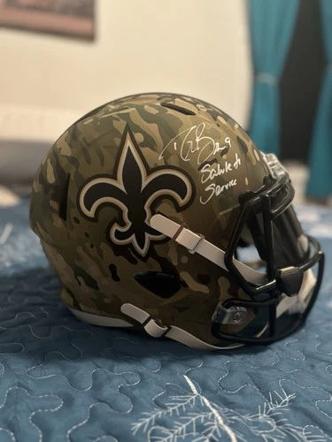 Drew Brees New Orleans Saints Salute to Service Autographed Helmet BAS