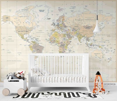 3D World Map Wallpaper Wall Mural Removable Self-adhesive Sticker4777