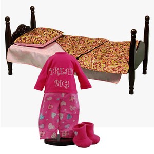 80" Doll Furniture Single Stackable Bed + Bedding & Pajamas Fits ...