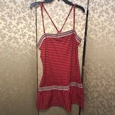 24 HOUR FLASH SALE! Free People Vintage Y2K Red Striped Beach Shift Dress Size L