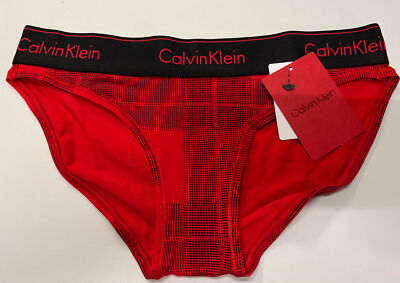 Calvin Klein Bikini Hose rot schwarz kariert Gr. XS Bikini Unterteil Swimwear