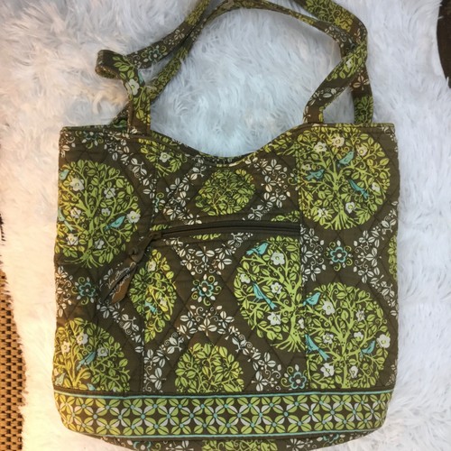 Vera Bradley Woman’s Tote Style Hand Bag Nice Tan & Green Colors - Picture 11 of 12