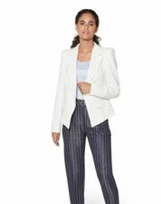 Nwt Madeleine Single Button White Blazer Size 8 Peak Lapels