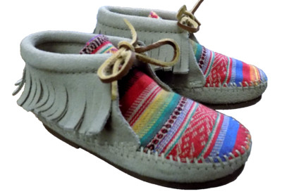 EUC Minnetonka Frisco Stone Colorful Suede Fringe Boots Toddler SZ 10 ADORABLE
