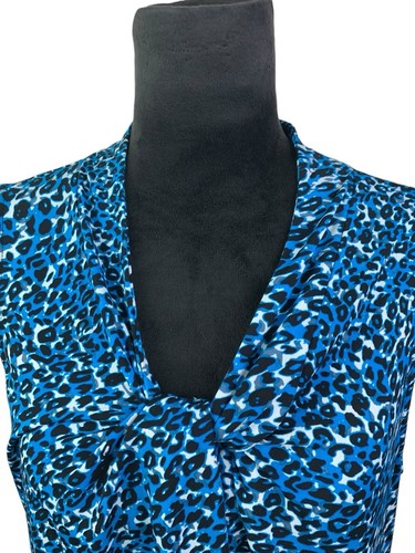 Calvin Klein ärmellose Bluse Größe XL blau Animalprint U-Ausschnitt - Bild 2 von 10