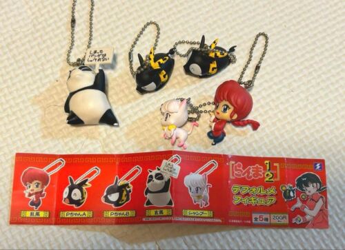 Ranma 1/2 Figur Schlüsselanhänger Lot 5 Set Shampoo P-chan Hugcot Japan Bandai M591