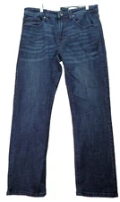 Axel Bootcut Jeans Mens Size 34x30 Blue Denim Stretch Cotton Flat Front Slim Fit