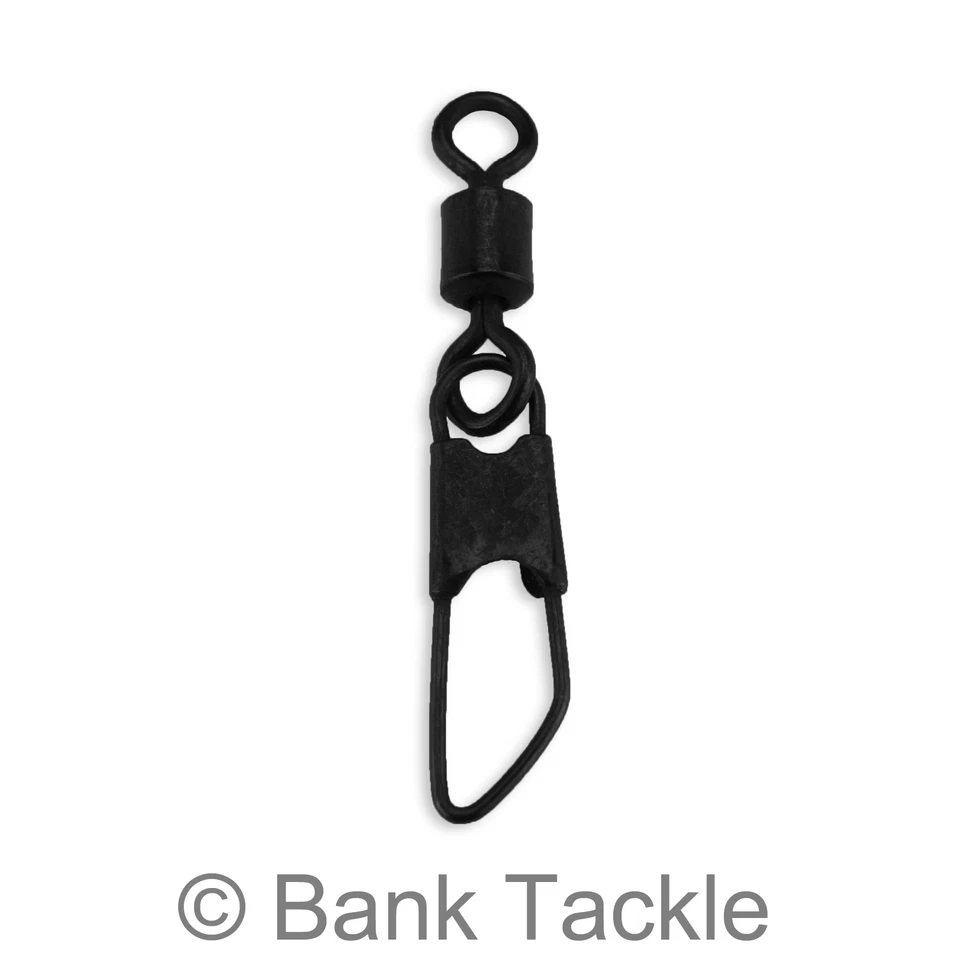 BANK TACKLE Schnellwechseldrehmaschinen schwarz Größe 8 hängender Snap Link Karpfen Angeln Tackle Rigs SA