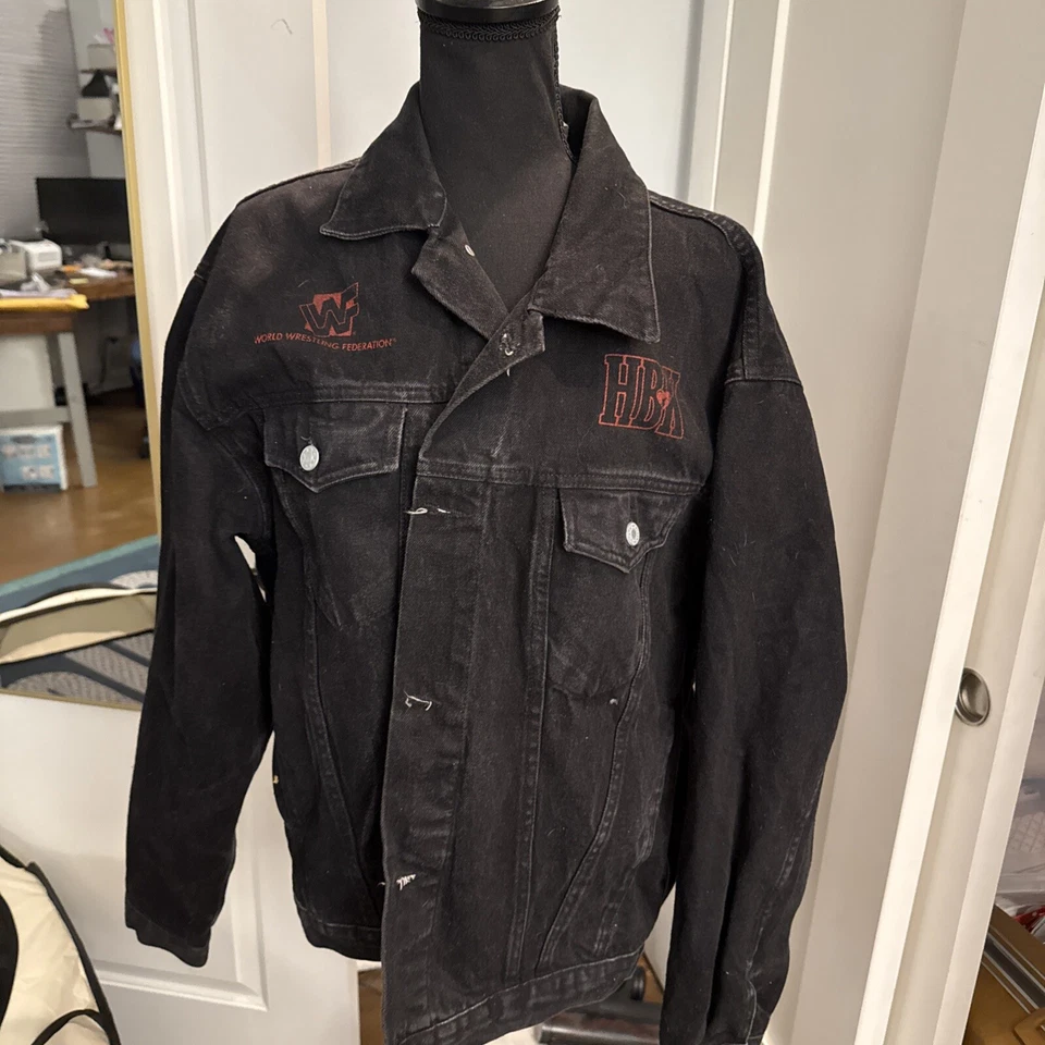 Jaqueta jeans vintage 1997 WWF Shawn Michaels HBK masculina GG preta ENVIO GRÁTIS! - Imagem 3 de 4