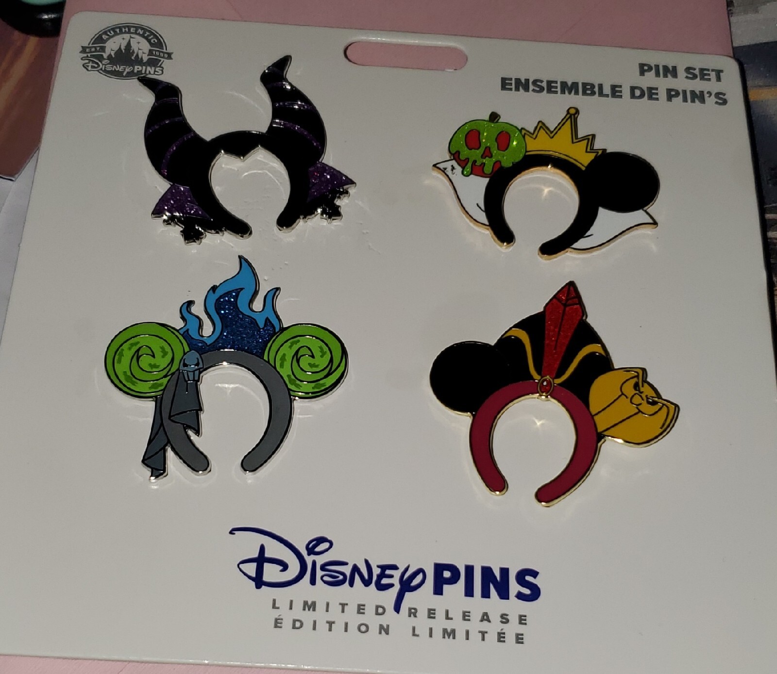Disney Pins Villain Headbands Mickey Ears Limited Release 4 Pin Booster