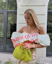 Zara Woman Nwt Ss22 Pistachio Green Crocheted Bobble Handbag Bag Ref: 6005/010