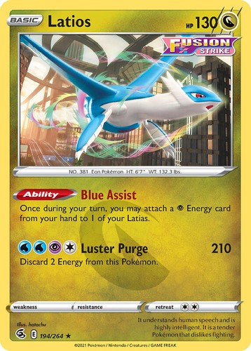 Latios 194/264 Rare Fusion Strike Pokemon TCG