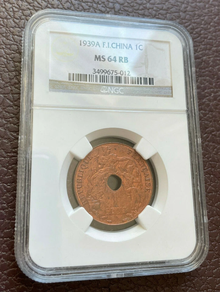 1939 FRENCH INDO CHINA 1 Cent NGC MS 64 Red COIN WITH UNIQUE COLOR TONING 百分之一 - Image 2 of 4