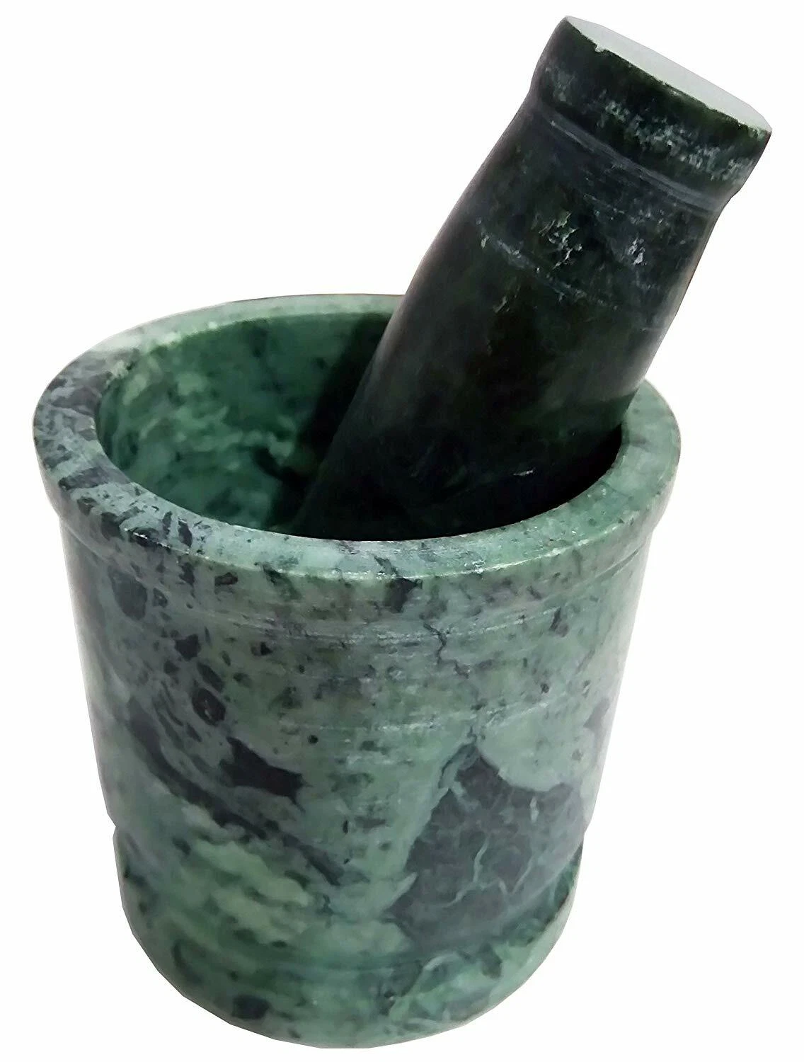 KKSM Green Granite Imam Dasta Mortar and Pestle Set Kharal for Kitchen 1 Set