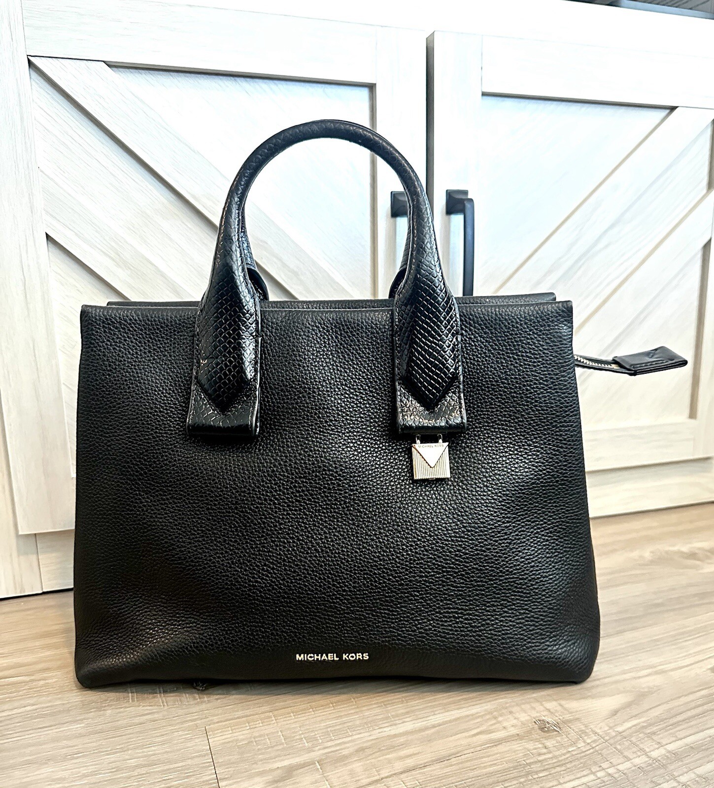 MICHAEL KORS ROLLINS LARGE PYTHON EMBOSSED SATCHE… - image 3