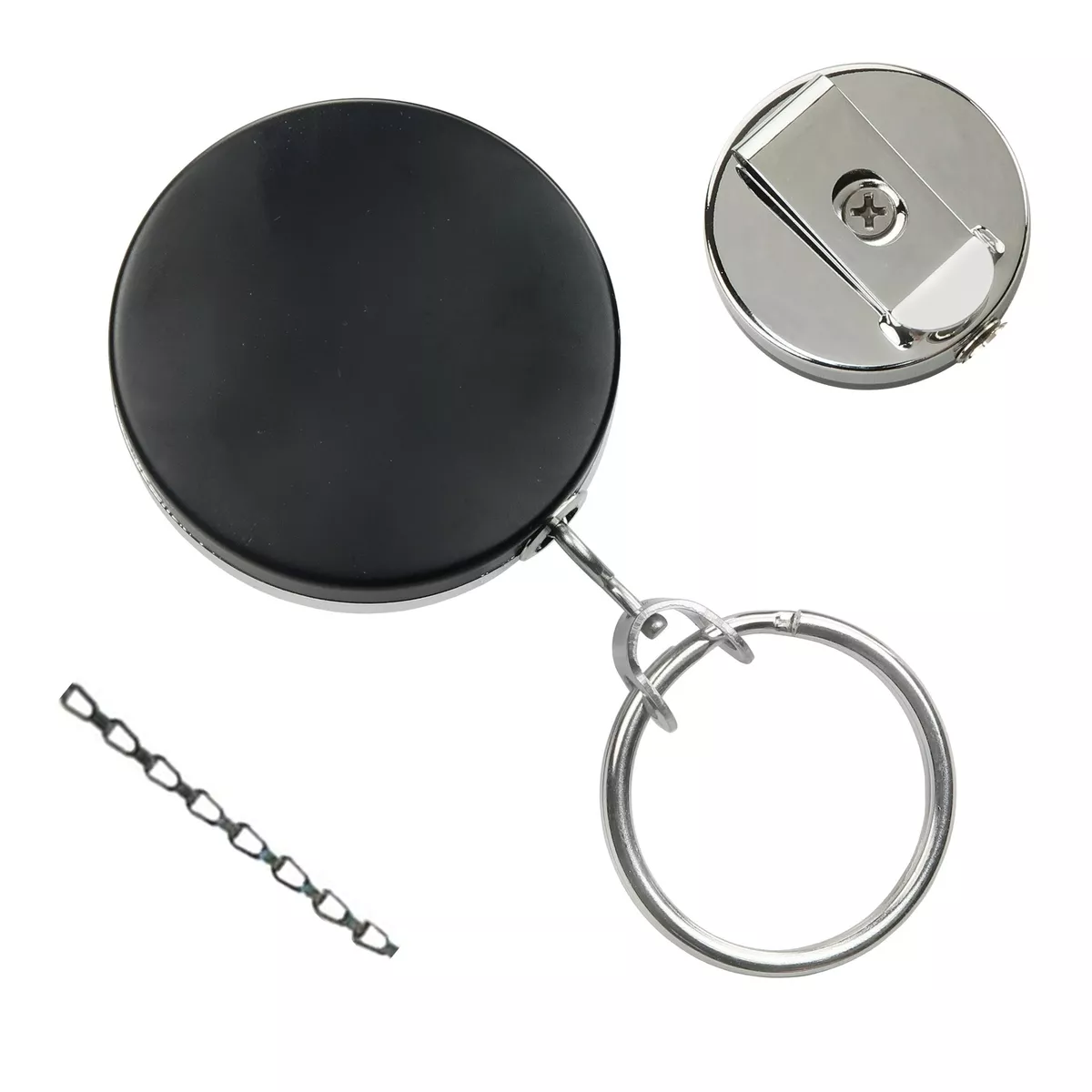 Heavy Duty Retractable Keychain Badge Reel with Metal Chain Pull and Belt  Clip